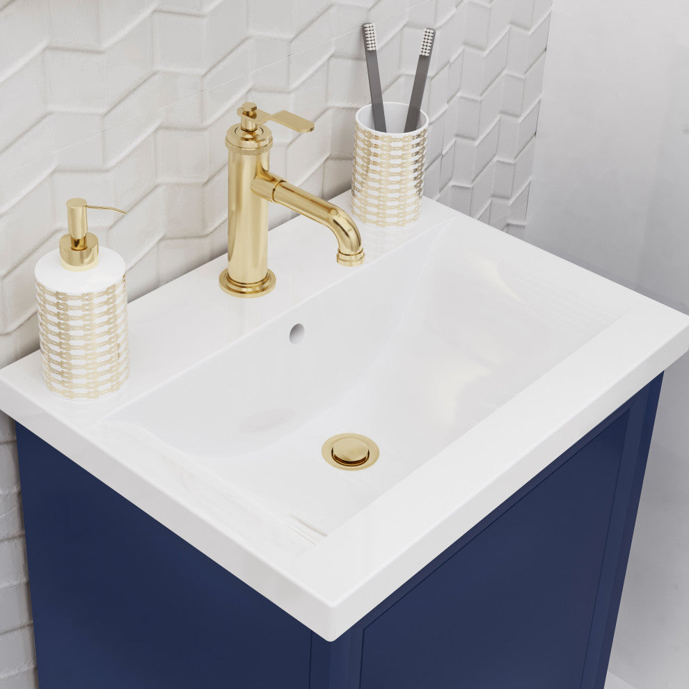 Elsa 20 In. Ceramic Sink Top Vanity in Monarch Blue with Single Faucet