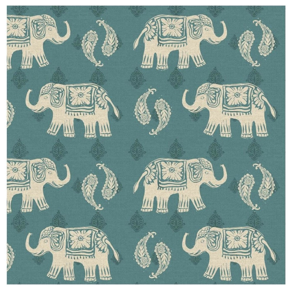 "Woodcut Elephant Pattern B" Digital Paper Print by Daphne Brissonnet, 32"x32"