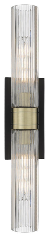 Ballston Urban 2 Light 11" Bath Vanity Light, Black Antique Brass, Striped Clear