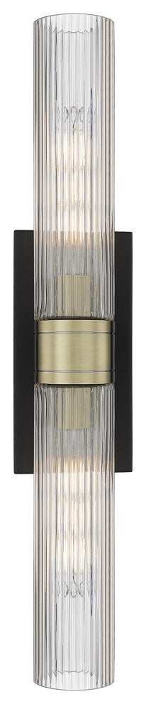 Ballston Urban 2 Light 11" Bath Vanity Light, Black Antique Brass, Striped Clear