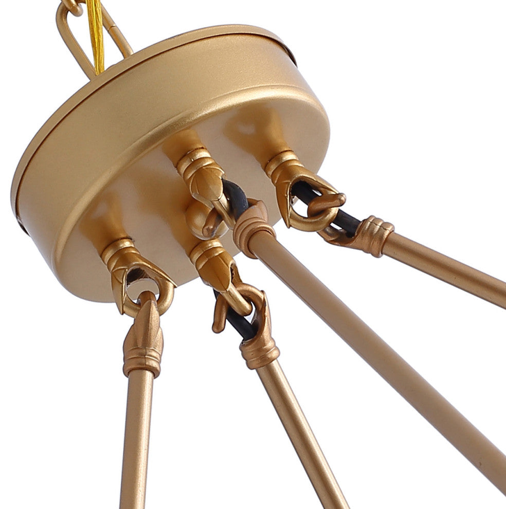 16-Light Pendant Light Modern Wagon Wheel Ceiling Light Chandelier, Gold
