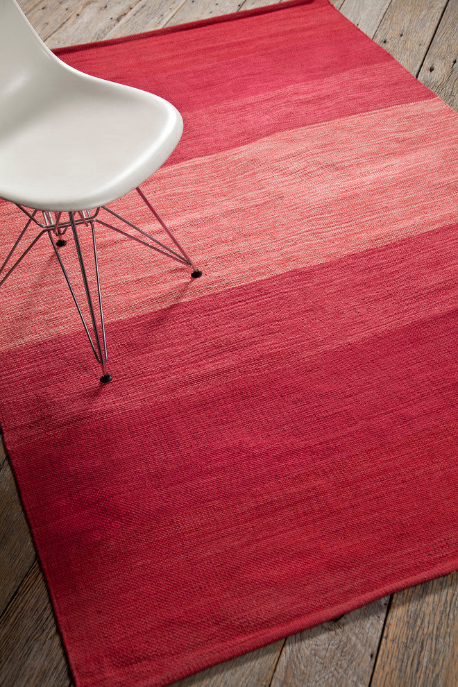 India Contemporary Area Rug, Red and Pink, 5'x7'6" Rectangle