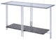 Contemporary Console Table, Chrome Base With Glass Top & Elegant Faux Marble Top
