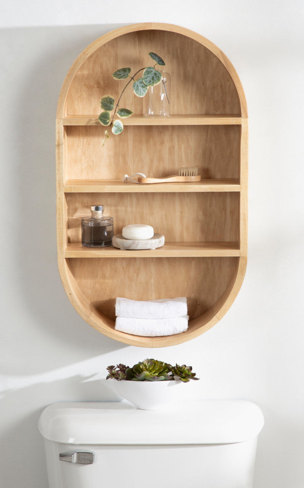 Hutton Wood Capsule Wall Shelf, Natural, 16x28