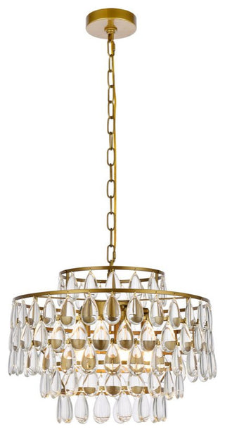 Mila Five Light Pendant in Brass