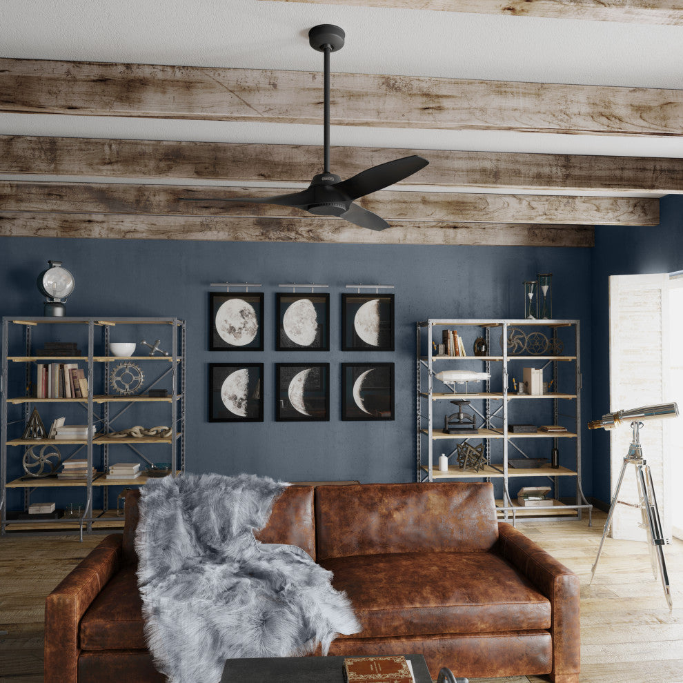 52" Mosley Damp Rated Ceiling Fan and Wall Control, Matte Black