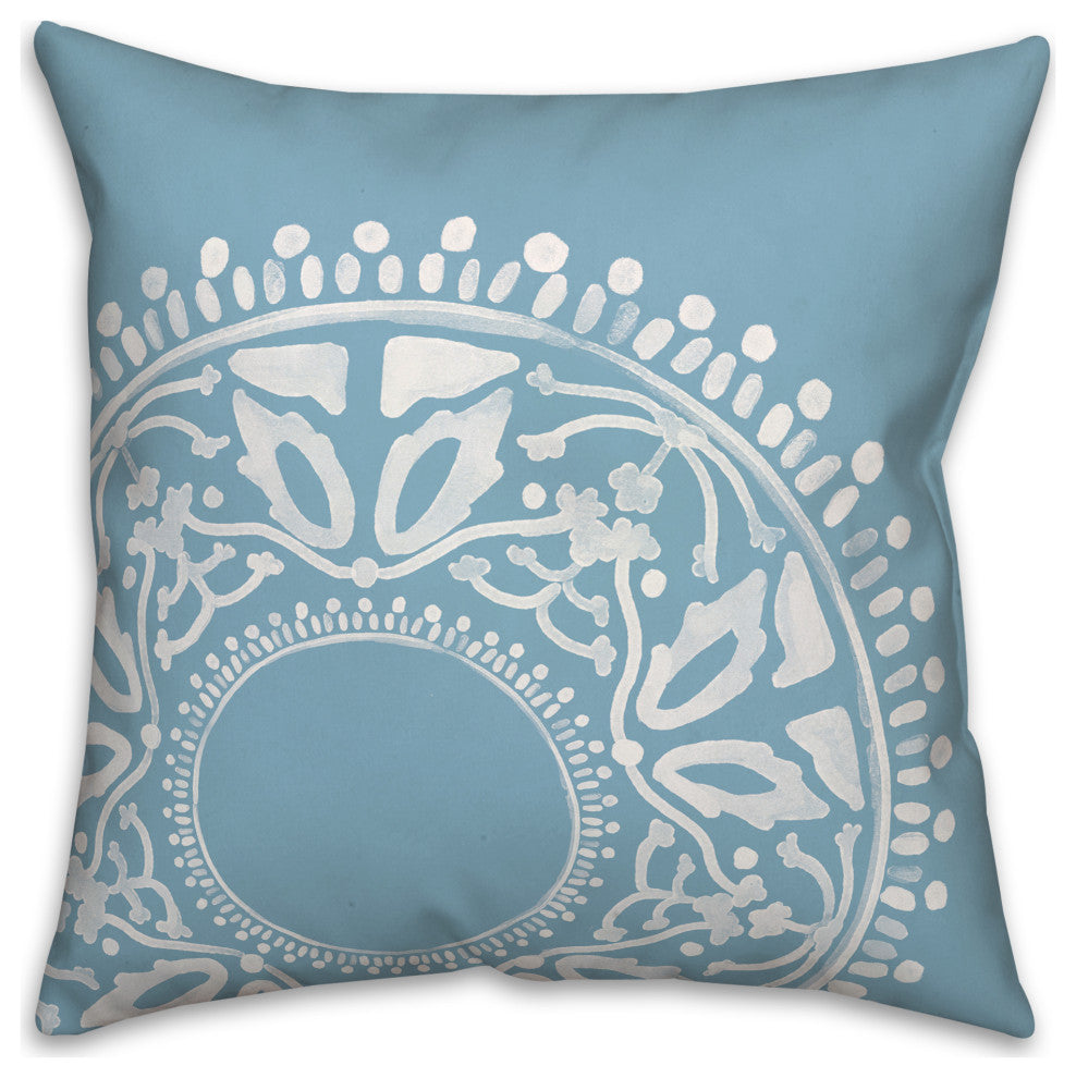 Blue Boho Circle 18x18 Indoor/Outdoor Pillow