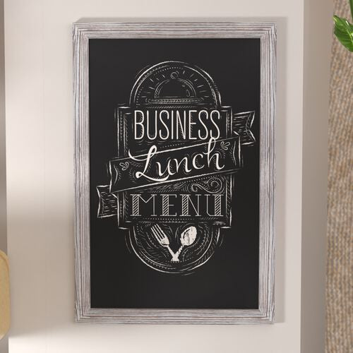 Canterbury Wall Mount Magnetic Chalkboard Sign Set, White Washed, 24" X 36"
