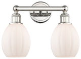 Eaton 2-Light 15" Bath Vanity Light, Polished Nickel Finish, Matte White Shade