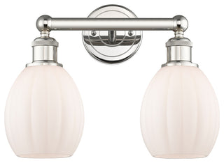 Eaton 2-Light 15" Bath Vanity Light, Polished Nickel Finish, Matte White Shade