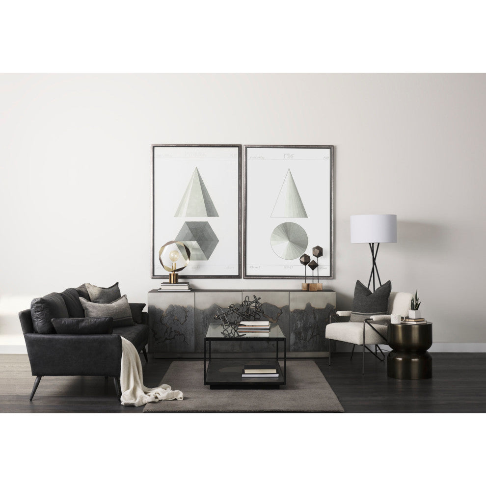 Catriona Dark Gold Metal Round Hourglass-Shaped Accent Table