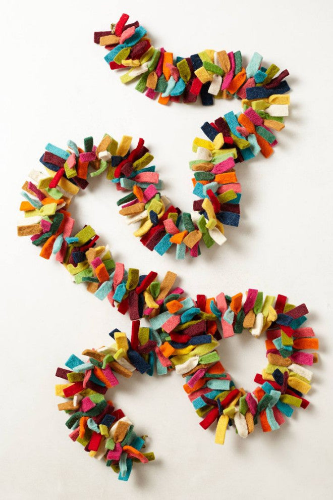 Multicolor Confetti Garland in Hand Felted Wool