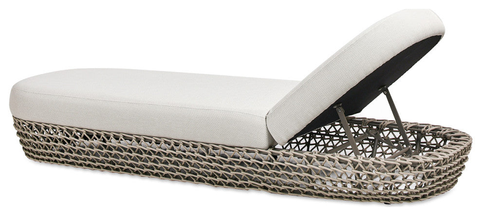 Willow 80.5" Outdoor Patio Chaise Lounger, Adjustable Backrest, Wheat Beige Axroma Olefin