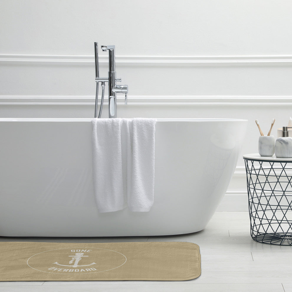 34" x 21" Gone Forever Overboard Bathmat, Taupe