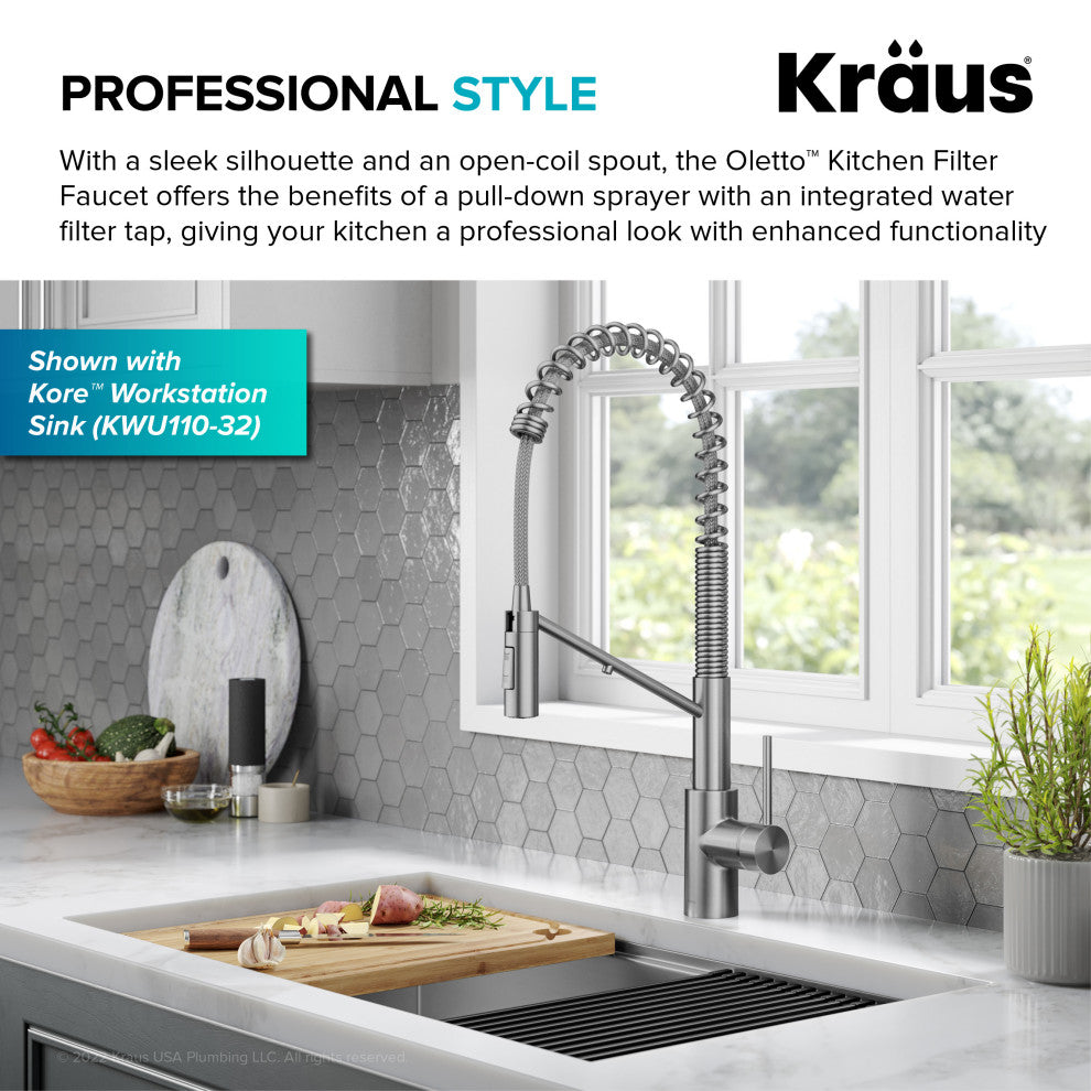 Oletto Commercial Pull-Down Filter Kitchen Faucet, SFS