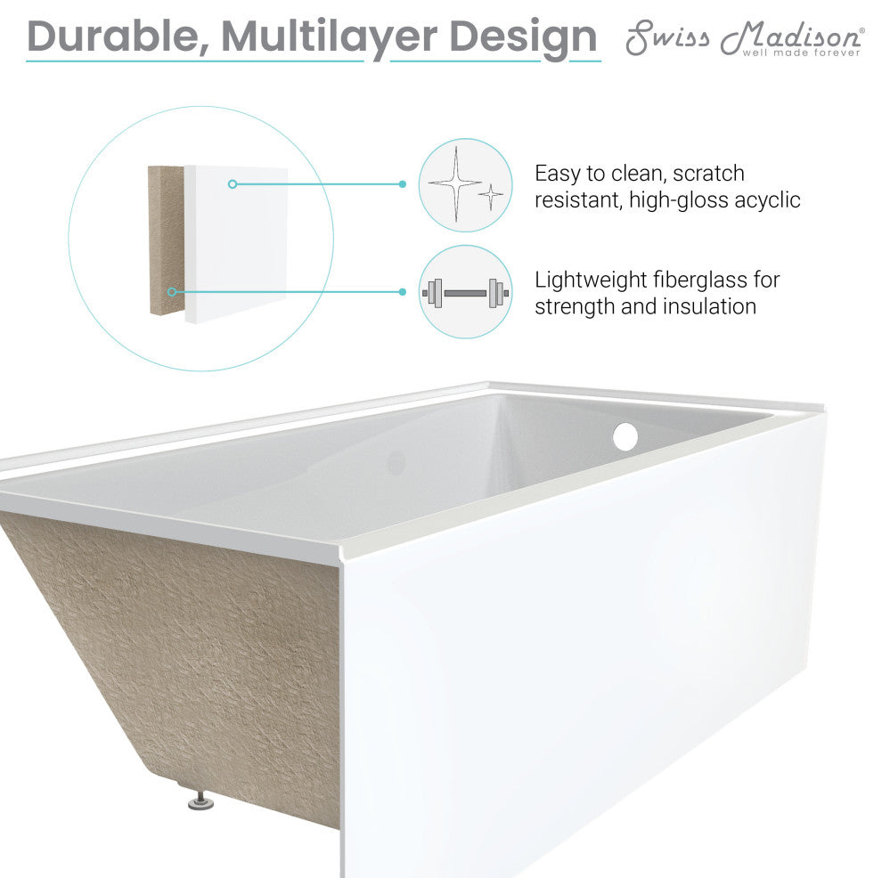 Voltaire 60"x32" Right-Hand Drain Alcove Bathtub With Apron