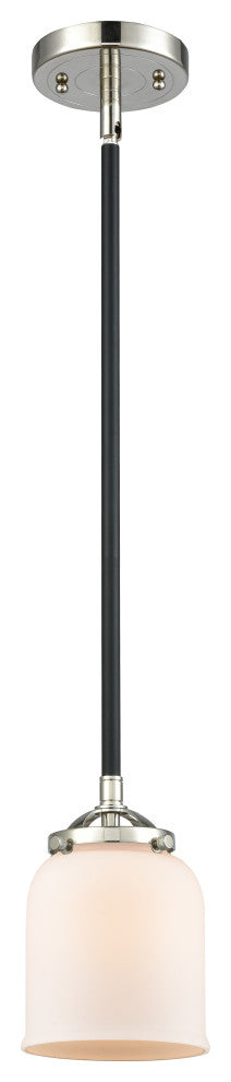 Small Bell 1-Light Mini Pendant, Black Polished Nickel, Matte White