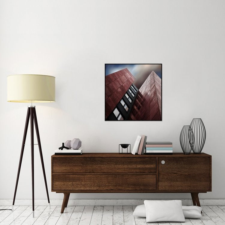 "Facade Rouge" Framed Canvas Giclee by Gilbert Claes, 31x31"