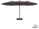 15ft solar energy LED patio umbrella with crank and base in Turquoise