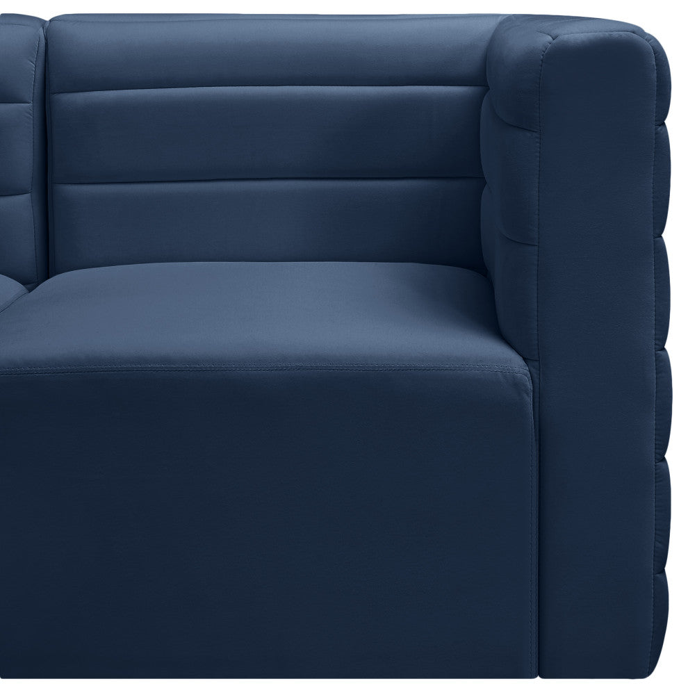 Quincy Velvet Upholstered 5-Piece L-Shaped Modular Sectional, Navy