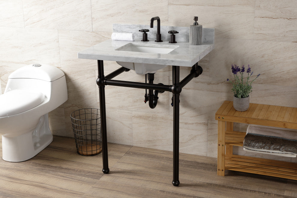 KVBH3022M8SQ5 30" Console Sink with Brass Legs (8-Inch, 3 Hole)