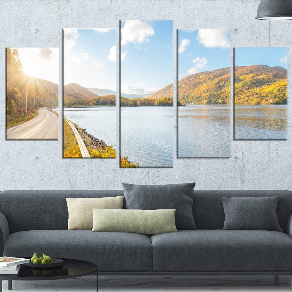 "Stunning Autumn Mountains Canada" Landscape Wall Art, 5 Panels, 60"x32"