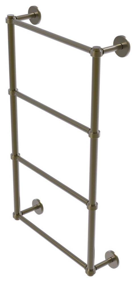 Prestige Skyline 4 Tier 24" Ladder Towel Bar, Groovy Detail, Antique Brass