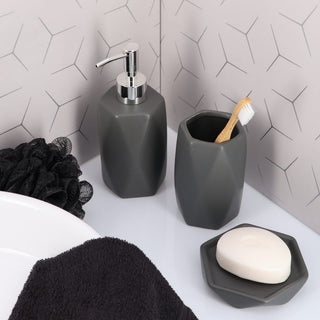 Diamond Bathroom Accessory Set 4-Pieces Gray
