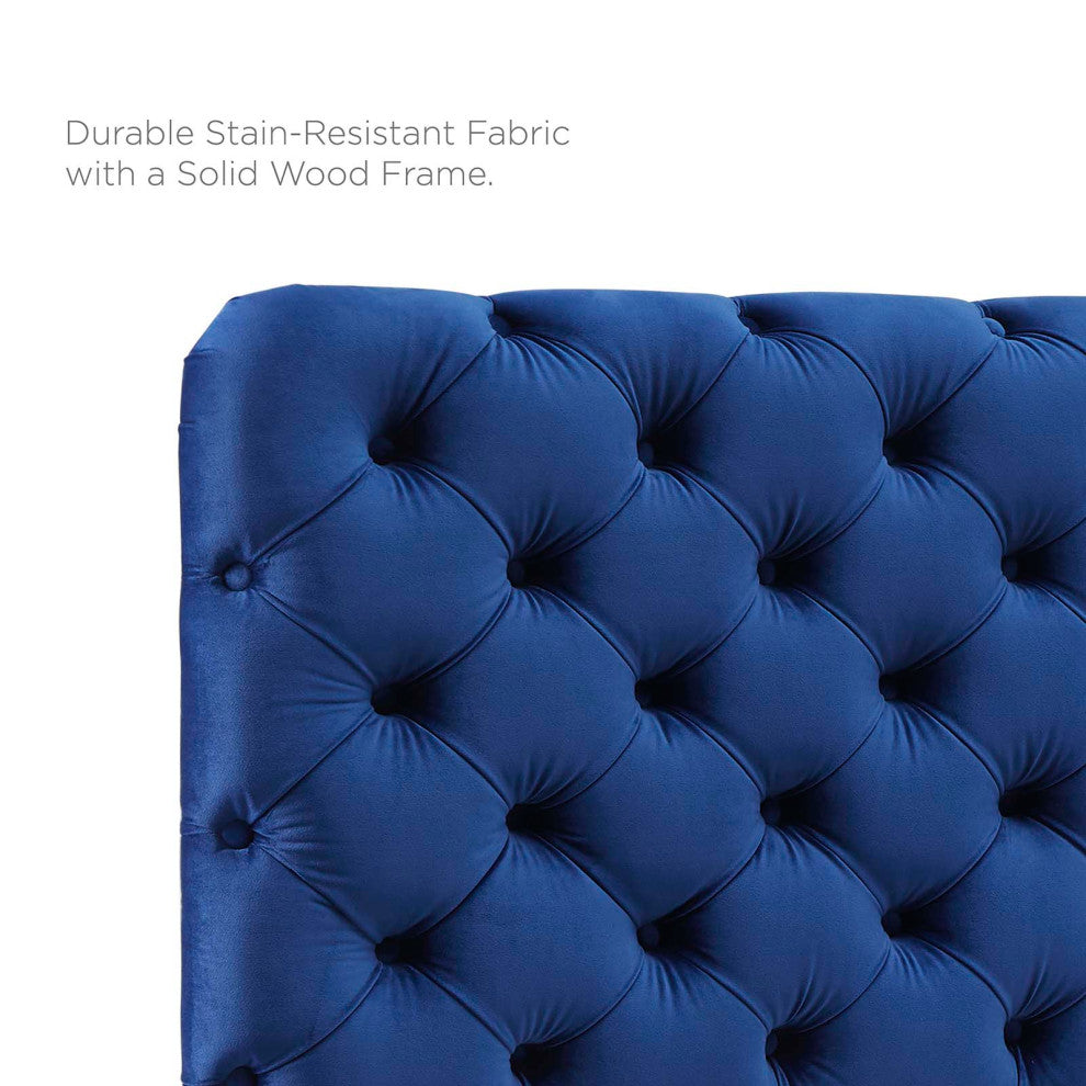Lizzy Tufted Twin Performance Velvet Headboard Navy