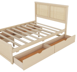 Gewnee Queen Size Wood Storage Platform Bed with 4 Drawers