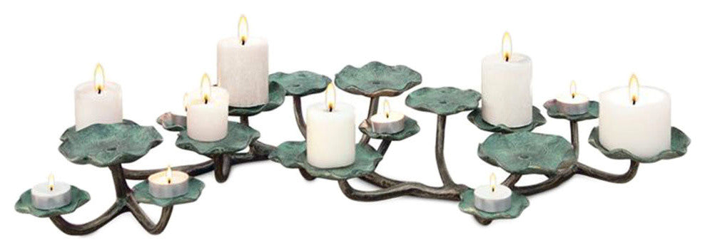 Aluminum 18 Candle Blossom Candelabra Pillar Votive Tea Light