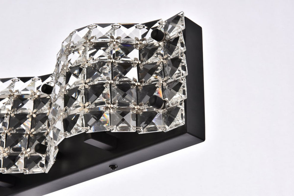 Oliver Light Bath Sconce, Black With Clear Crystals