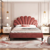 Gewnee Queen Size Upholstered Platform Bed in Red