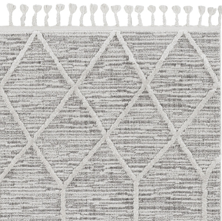 KAS Willow 1102 Ivory Gray Honeycomb Area Rug, 7'10"x10'10"