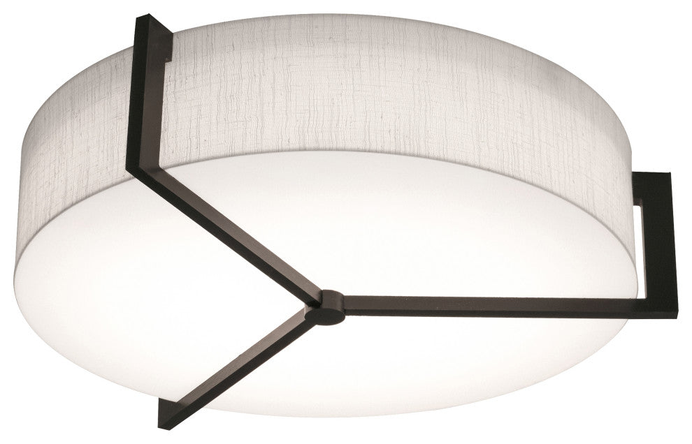 Apex 15'' Flush Mount, Espresso, Linen White Shade