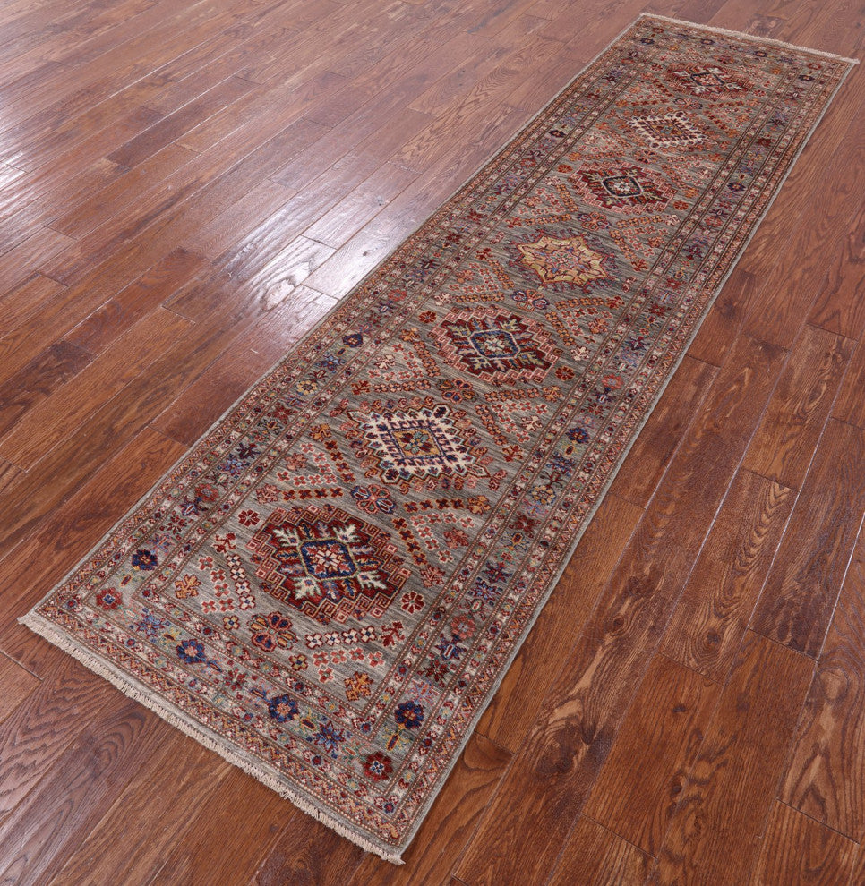 Runner Super Kazak Hand-Knotted Wool Rug 2' 7" X 9' 11" Q9819