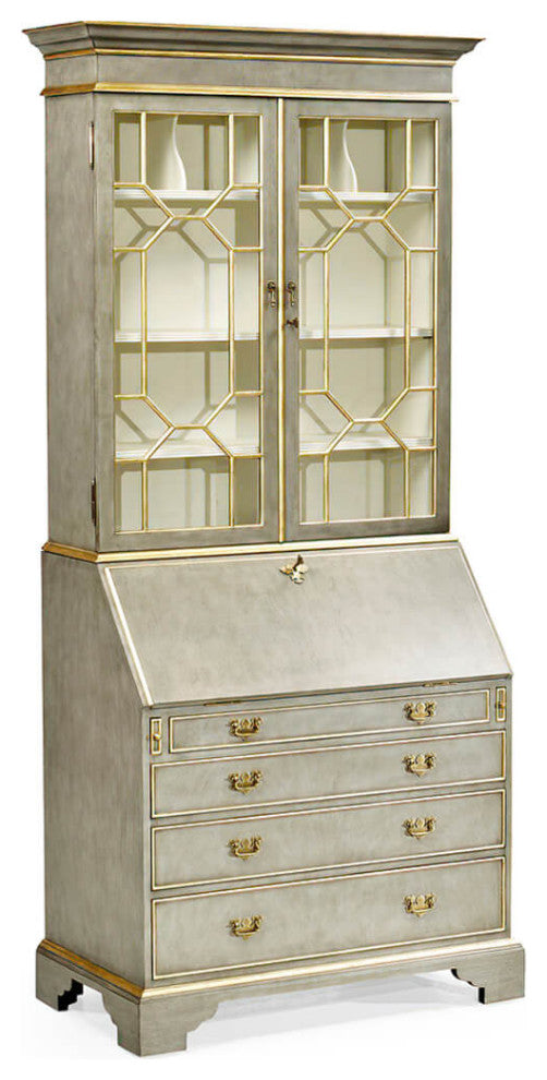 George III Parcel Gilt Secretary Bookcase