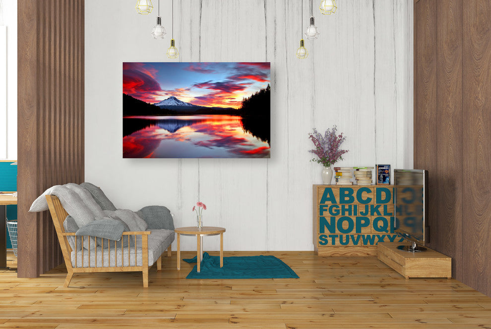 Epic Graffiti "Sunrise on the Lake" by Darren White, Giclee Canvas Art, 26"x40"