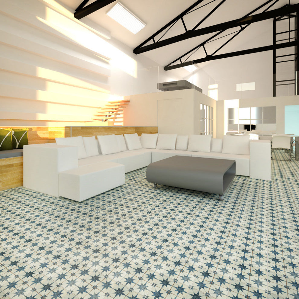 Kings Star Ceramic Floor and Wall Tile, Blue, Sample