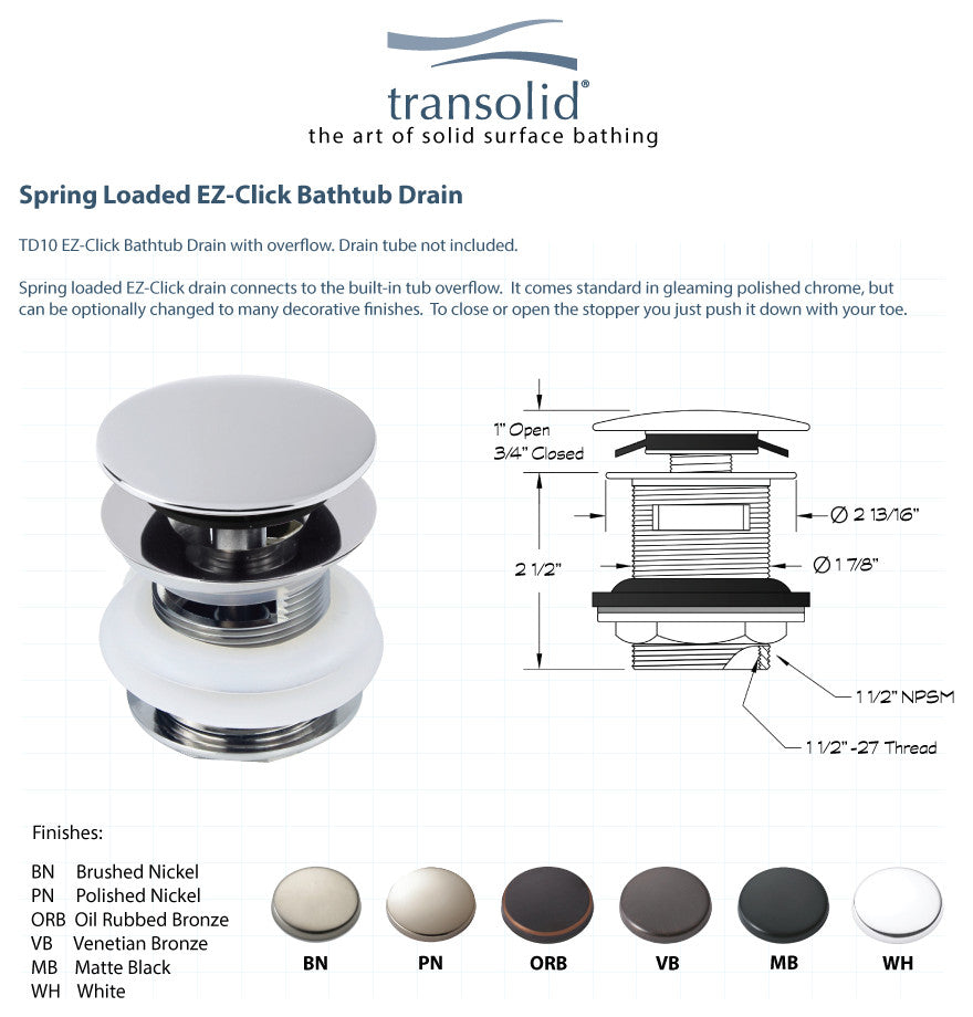Transolid Marisol 58"x29"x23" Freestanding Tub and Faucet Kit, White