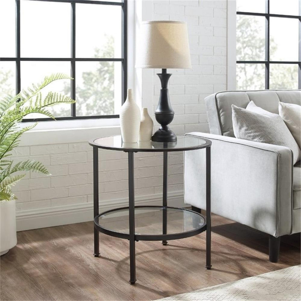 Crosley Furniture Aimee 24"Round Metal Accent End Table in Oil Rubbed