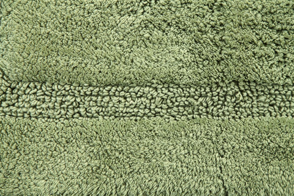 Bath Rug Cotton Solid Color Regency Pattern, Sage Green, 50"x30"