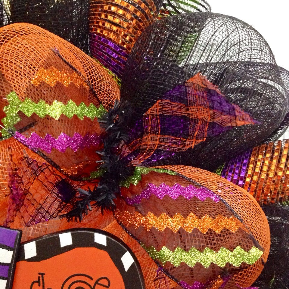 If The Shoe Fits Halloween Wreath Handmade Deco Mesh