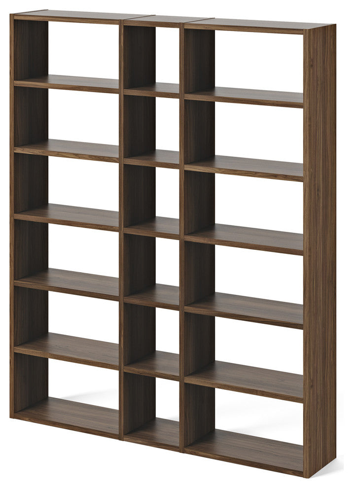 Modern Modular Thick Large Book And Display Shelves, Natural Walnut