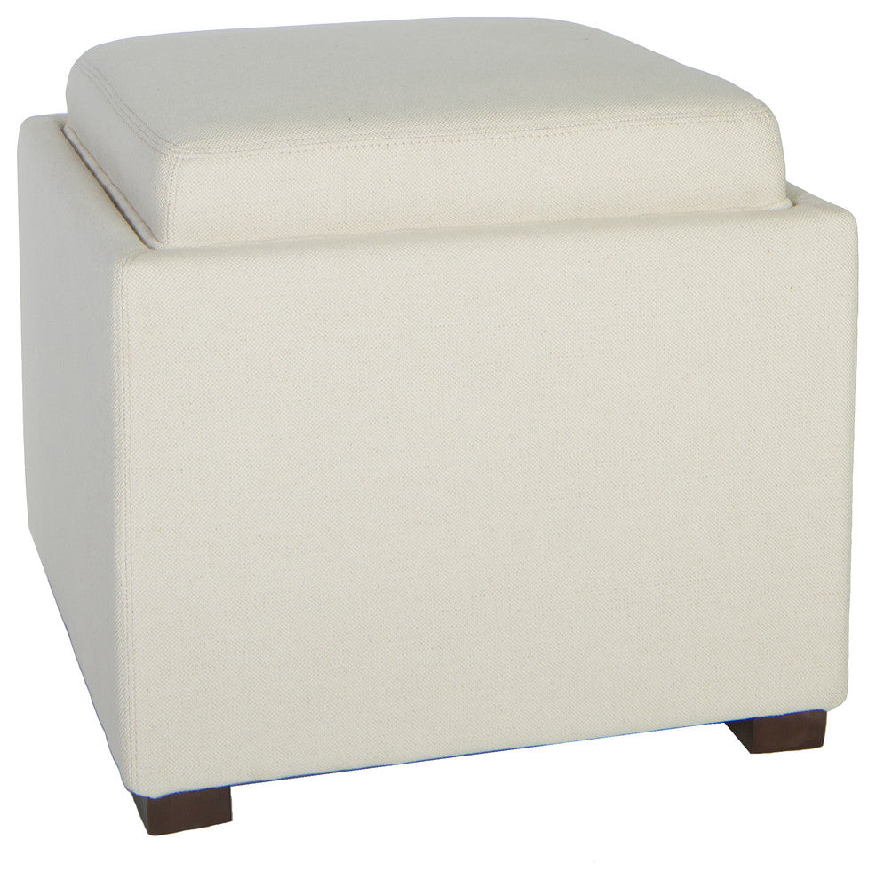 Mavi Tray Top Storage Ottoman, Beige Linen