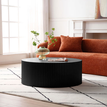 Gewnee Contemporary Round Coffee Table , Matt Black