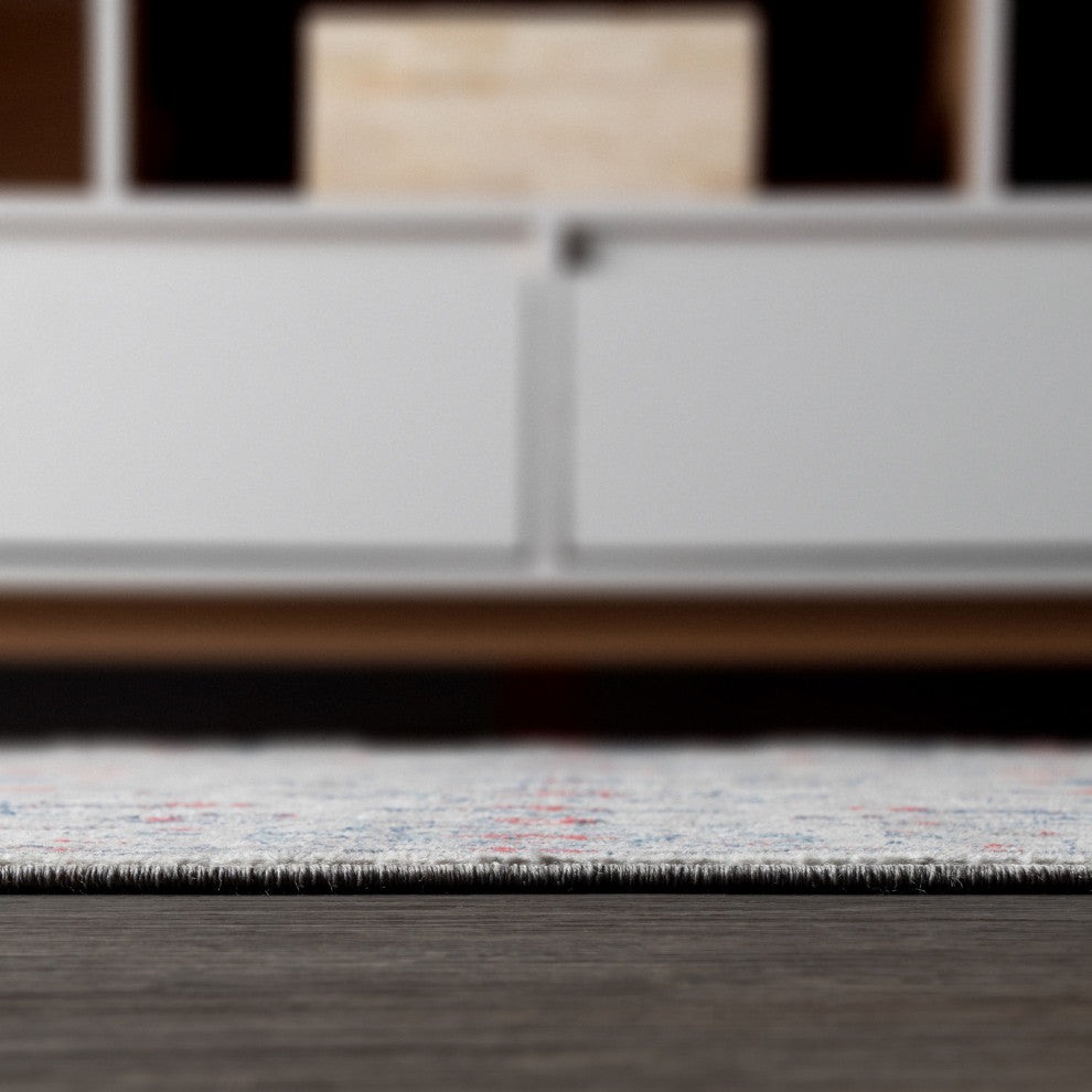 Modern Persian Vintage Light Grey/Red 5' x 8' Area Rug