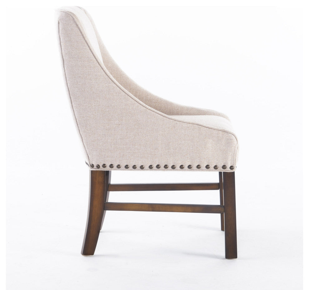 GDF Studio Claudia Contemporary Upholstered Dining Chairs, Set of 2, Natural/Brown