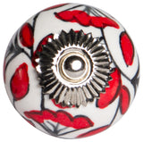 Knob-It Vintage Handpainted Ceramic Knobs, Set of 12, White/Red/Black