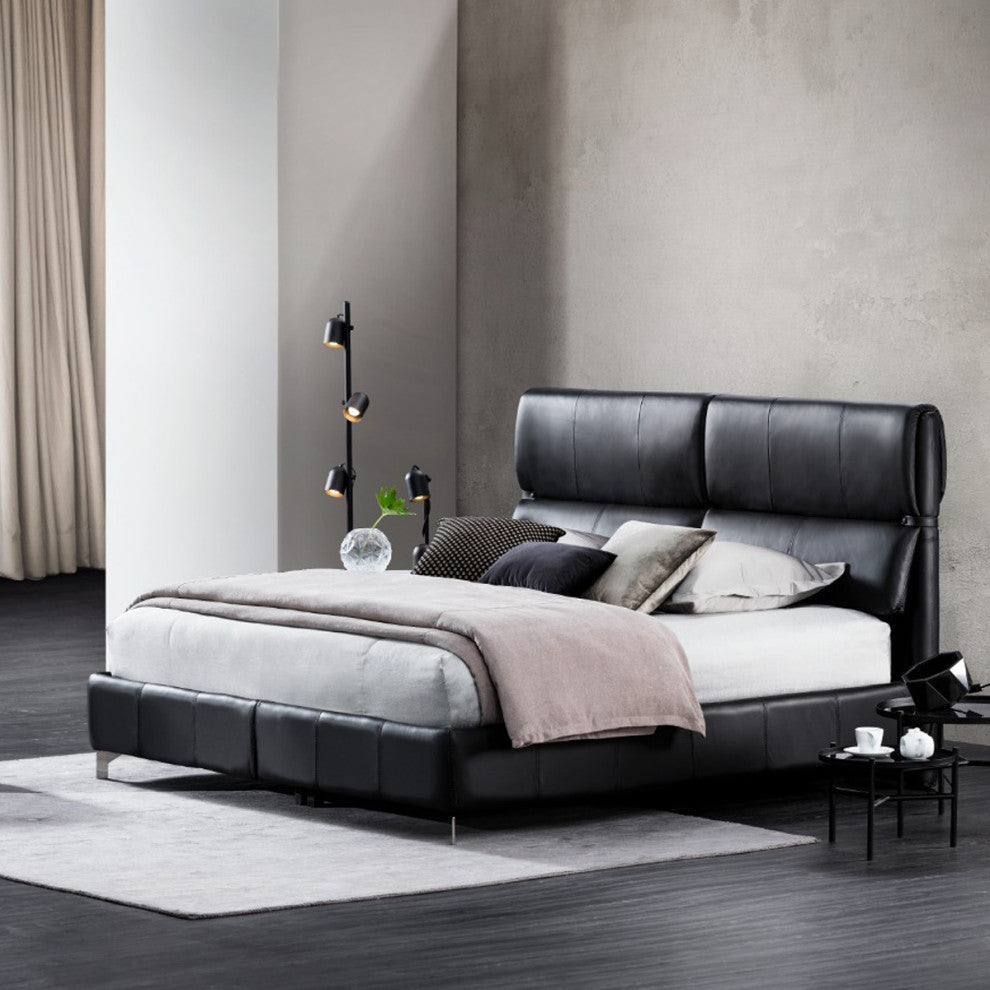 Nativa Interiors Moscow Geniune Leather King Bed, Macadamia
